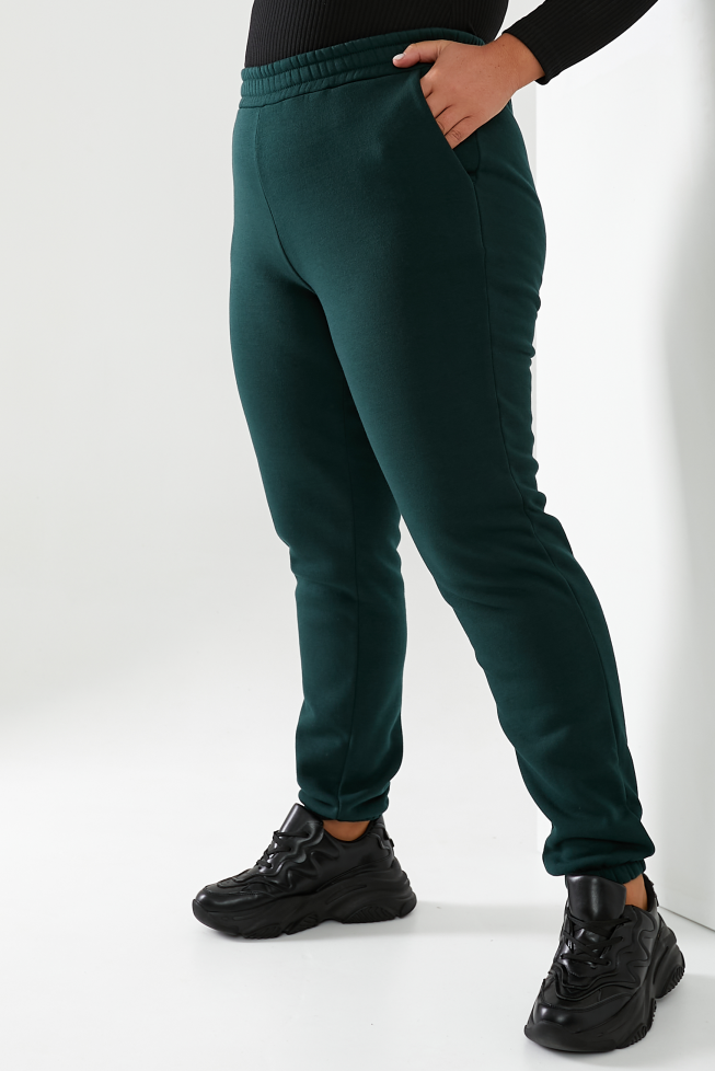 Теплі штани з начосом зелений артикул 592