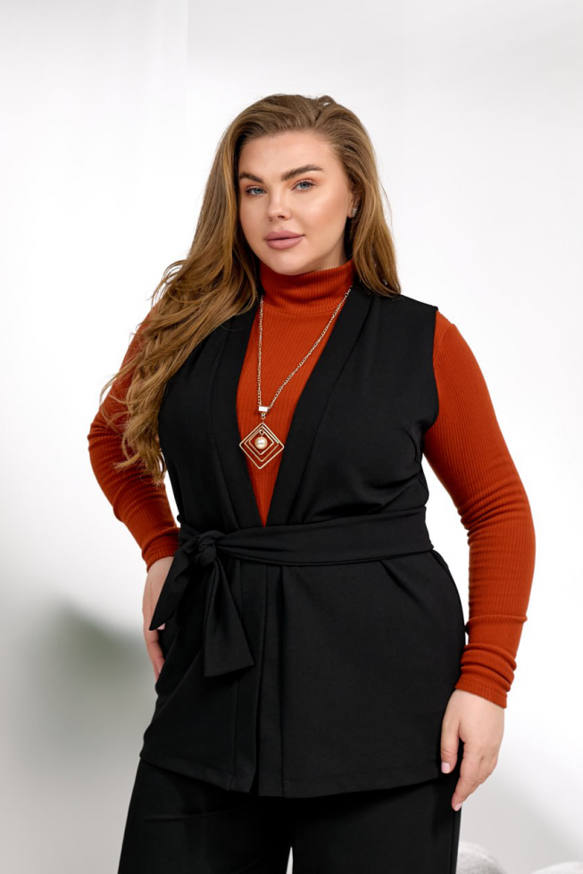 Трійка: жилет+гольф+брюки артикул 658/657/648 теракот