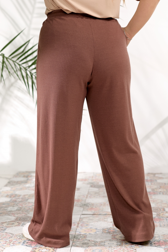 Жіночі штани Палаццо батал трикотаж мустанг мокко артикул 659